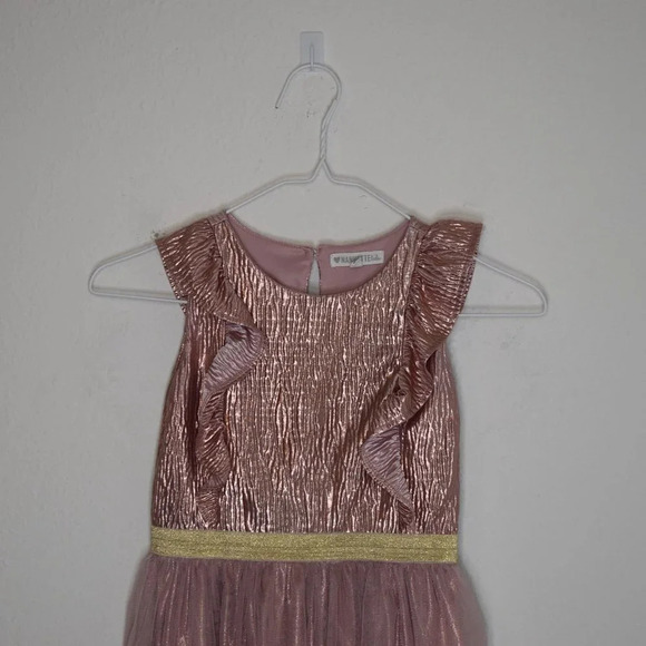 Nannette Kids Pink Dress Metallic Sz 6X Sparkly Tulle Party Princess Ballerina - Picture 2 of 16
